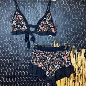 Hauty Floral Print Black Intimates Set from FriendsNYC